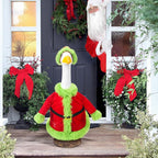 Christmas Porch Goose Outfit for 23" High Cement or Plastic Green Santa Claus Costume Lawn Christmas Goose Outfit for Yard Lawn Outdoor Garden Patio Xmas Holiday Decor