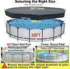 30 Ft Pool Cover, with Automatic Drain Round Pool Cover, One-Piece Quick Installation and Removal Above Ground Pool Cover, Preventing Waterlogging, UV Protected Solar Swimming Pool Cover