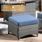 HOOOWOOO Patio Furniture Set,7 Piece Outdoor Furniture,Wicker Patio Conversation Couch Chairs Ottoman Set,Denim Blue