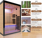 Far Infrared Home Sauna Room,2160W 7 Color Light Therapy Lamp Dry Saunas for Home,Infrared Sauna 2-3 Person,Canadian Hemlock Indoor Sauna Spa with Oxygen Bar,Starry Night Light Canopy