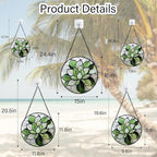 Stained Glass Window Hanging - Green Succulent Plants Suncatcher for Doors Garden Patio Floral Sun Catchers Decor Christmas Mother's Day Birthday Gifts for Women Men Mom Nana Friend 15 in