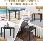 Crestlive Products Outdoor Side Table - Small Metal Square End Table - Easy to Assemble, Weather Resistant Ideal for Garden, Patio, Poolside, Beach, Balcony, Porch