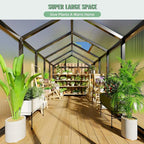 6x10 FT Greenhouse for Outdoors, Polycarbonate Greenhouse with Roof Vent, Ground Nails, Lockable Push Door, Aluminum Large Walk-in Green House for Outside Garden Backyard, Patio, Lawn, Black