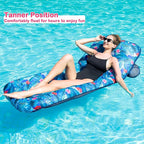 FindUWill Inflatable Pool Float Lounger - Fabric Pool Float with Cup Holder, Backrest, Swimming Water Floaties Pool Raft for Adults