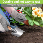 Garden Tools 5-Pieces, Heavy Duty Gardening Hand Tools with Wooden Handle, Canvas Gloves, Stainless Steel Material, Rust-Proof Garden Tool Set, Ideal Gardening Gifts for Women
