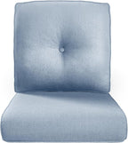 Pop 22x25/22x24 Outdoor Replacement Cushions - 1 Set High Back Deep Seat Patio Furniture Cushion for Rattan Dining Swivel Rocking Chairs Loveseat Couch Sectional Sofa - Baby Blue/Button