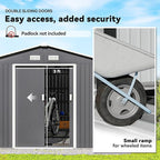 Outsunny 11' x 9' Outdoor Storage Shed, Garden Tool Metal Shed with Foundation Kit, Double Lockable Door, Air Vents and Sloping Roof, for Backyard, Patio, Lawn, Gray