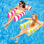 2 Pack Inflatable Pool Floats 4-in-1 Pool Hammock with Bottom Mesh 3 Tubes Inflatable Hammock for Adults,Portable Floating Chair Bed for Travel, Swimming Pool Hot Tub