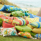 BrylaneHome Lumbar Pillow - 20" L x 13" W - Patio & Outdoor - Water, Stain & Fade Resistant - Poppy Blue