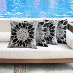 Qahing Pack of 4 Outdoor Waterproof Pillow Covers 20x20 Decorative Outdoor Throw Pillows Garden Square Cushion Cases for Patio Furniture, Couch, Tent Sunbrella, Bench, Black Grey