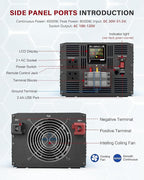 4000 Watt Pure Sine Wave Power Inverter DC 12V to 110/120V AC with 2 AC Charger Outlets and Wiring Terminal 8000W Peak Car Solar Converter for Vehicle Home with LCD Display and QC3.0 USB Charging Port