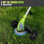 Aokia Weed Wacker Cordless for Lawn: 12V Electric String Trimmer with Wheel - Lightweight 2.0Ah Li-Ion Battery Powered for Yard, Garden, Hedge - Grass Edger with 2 Cutting Blade Types