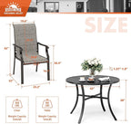 5 Piece Patio Dining Set for 4, Outdoor Table and Chairs Set with Round Patio Table(1.57"-1.9" Hole) and 4 Textilene Patio Dining Chairs, Outdoor Dining Sets for Deck Backyard Garden