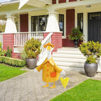 Raincoat Porch Goose Outfit for Large 23" High Cement or Plastic Goose Statue, Spring Yard Goose Cloths with Yellow Umbrella Decor for Outdoor Lawn Gaden Patio
