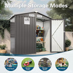 6X3.5 FT Metal Outdoor Storage Shed, Tool Shed with Peaked Roof Watertight w/Window and Lockable Door Compact Metal Tool Room for Garden, Backyard, Patio, Sundries and Bike Storage, Gray