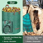 Remiawy Reusable Yard Waste Bags, 4 Packs 32 Gallons Lawn and Leaf Garden Bags Heavy Duty with 4 Handles, Collapsible Yard Waste Containers Camping Yard Recycling Bin for Debris Leaves Grass Clippings