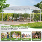AMERLIFE 19.2×10×8.5 FT Pop-up Greenhouses for Outdoors Indoor with Adjustable Durable Frame, Portable Walk in Greenhouse with 2 Roll-up Zipper Doors, Windows and PE Cover, White