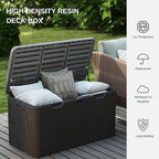 110 Gallon Outdoor Storage Box, Waterproof Patio Deck Box with Lockable Lid, Heavy-Duty HDPE Bench for Garden Tools,Cushions (Black, 110 Gallon)