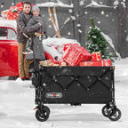 Overmont Ultra-Compact Collapsible Wagon Cart -200L Portable Folding Wagon with All-Terrain Wheels Utility for Beach, Grocery Shopping, Camping, and Gardening – 330lbs Load Capacity Black
