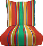 RSH DECOR: Deep Seating Cushion with Pillow Back | 23” x 26” Seat | All-Weather Spun Fabric | Water and Fade-Resistant | Outdoor Chair Cushion Set for Patio Furniture | Bright Colorful Stripe