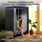 SereneLife Portable Sauna for Home, 2-Person Steam Sauna Tent with 4L Steamer, 2 Foldable Sauna Chairs, Remote Control for in-Home Spa Rejuvenation, 71"x47" (Black)