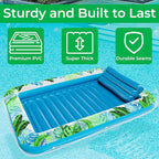 JAMBO XXL Inflatable Tanning Pool Lounger Float, 80 x 56 Sun Tanning Pool Float with Pillow Water Lounge Raft Pool Floatie for Adults Tanning Raft Pool Tub Water Tanning Bed Kiddie Pool Tanning Floats