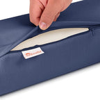 Austin Horn Classics Sunbrella Set of 2 Zippered Neck Bolster Pillow, Made with Sunbrella Fabric, Cylinder Pillows, for Couch & Bed, Decorative Round Throw Pillow, Back & Neck Support (Indigo)