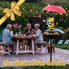 Bird Feeder Solar Garden Decor, Waterproof Bee Metal Wildbird Cardinals Hummingbirds Feeders with LED Lights, Gifts for Mom Grandma Bird Lovers Outdoor Path Yard Decoration