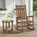 SERWALL Round Adirondack Side Table, 16.5" Double Outdoor Side Table, HDPE Small End Tables for Backyard Pool Porch Garden Lawn, Brown