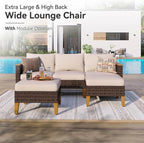 GREEN PARTY 9 Pieces Wicker Patio Furniture Set, All-Weather Outdoor Rattan Patio Sectional Sofa Conversation Set 9 Seats with 4" Thick Cushions for Garden, Backyard, 2 x Ottomans