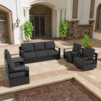 5 PCS Aluminum Patio Conversation Set - 3-Seater Sofa, 2 360° Swivel Chair, 2 Fixed Chair with 6" Thick Water-insistant Cushions, All-Weather Use Removable Cover, Ideal for Garden, Poolside (Grey)