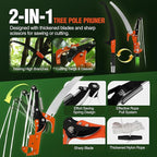 Lineslife Manual Pole Saw, 27ft Extendable Tree Pruner, Sharp Steel Blade and Scissors High Branches Trimming, Branch Trimmer for Pruning Palms and Shrubs