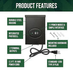 GKOLED ETL Listed 300W Low Voltage Transformer for Landscape Lighting with Timer and Photocell Sensor, 120V AC to 12V/14V AC Power Pack, Fully Encapsulated Toroid Core, CEC VI Certified
