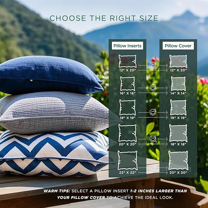 Codi Outdoor Pillow Inserts 20x20 Set of 2, Throw Pillows Waterproof for Patio Furniture