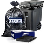 Plasticplace 64-65 Gallon Trash Can Liners for Toter │ 3.0 Mil │ Black Heavy Duty Garbage Bags │ 50” x 60” (25 Count),W65LDBTL3