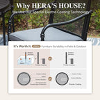 HERA'S HOUSE Patio Table and Chairs Set, 83" Rectangle Table with 8 Cushioned Armrest Chairs, 9 Pieces Outdoor Patio Dining Sets for Backyard Garden Lawn