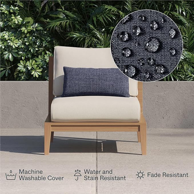 Outer Outdoor Throw Pillow with OuterWeave Performance Fabric, Decorative Outdoor Pillow for Patio & Outdoor Furniture, Includes Machine Washable Pillow Cover and Insert - Pacific Fog Gray, 20"x20"