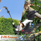 2-in-1 Cordless Pole Saw & 6 Inch/4 Inch Mini Chainsaw, Electric Pole Saw for Tree Trimming with 2x 21V 3.0Ah Batteries & Charger, Battery Powered Pole Chainsaw for Wood Cutting,13FT Max Reach