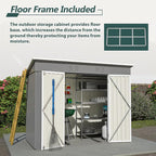 8x4 FT Outdoor Storage Metal Shed with Air Vents Sloping Roof Double Lockable Doors Waterproof Tool Galvanized Ideal for Backyard Patio Lawn Gray Shed Storage