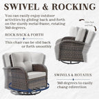 HUMMUH 5-Piece Patio Furniture Set with Fire Pit,Wicker Outdoor Swivel Rocker Chairs Patio Sofa for Backyard,Poolside,Deck