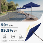 9FT Patio Umbrella with Fiberglass Ribs, Outdoor Market Table Umbrella with Crank and Tilt, UV Resistant Waterproof Canopy for Patio, Garden, Deck, Pool, Navy Blue