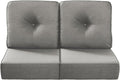 Luxury 22x24/22x25 6-Inch Outdoor Seat Cushions - Set of 2 Water Repellent Patio Chair Comfortable Cushion for Porch Rattan Dining Rocker Glider Chairs Loveseat Couch Sectional Sofa - Grey