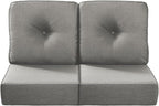 Luxury 22x24/22x25 6-Inch Outdoor Seat Cushions - Set of 2 Water Repellent Patio Chair Comfortable Cushion for Porch Rattan Dining Rocker Glider Chairs Loveseat Couch Sectional Sofa - Grey