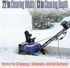 Westinghouse WSnow22 Corded Snow Blower 22 Inch, Steel Auger, Dual LED Lights, Electric Snow Blower with 25ft Throwing Distance, Plows 840lbs/min, Adjustable Chute