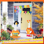 2 Set Halloween Porch Goose Outfit Set for 23'' Plastic Garden Statue Lawn Porch Goose Clothes Costume Accessories for School Outdoor Home Patio Yard Decor(Pencil and Bus)