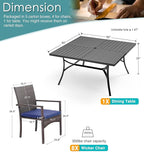 PHI VILLA 9 Pieces Square Outdoor Dining Set for 8, Large Metal Dining Table & Rattan Wicker Chairs with Cushions, Dining Furniture Set for Patio, Deck, Yard, Porch