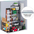 DWVO 5x3FT Outdoor Storage Shed with Fence-Style and Side Windows, Floor, Lockable Doors, Plastic Storage Shed for Backyard and Garden, Gray
