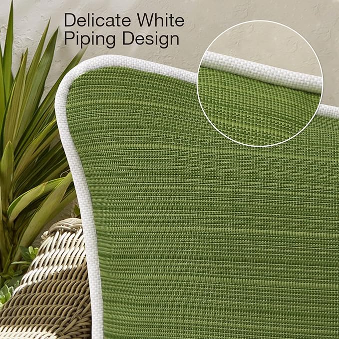 Decorative Outdoor Water Repellent Throw Pillows with Inserts, Set of 4, 20" x20" Pillows for Patio, Backyard, Bed, Couch, and Patio Furniture, Lawn Green