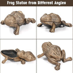 Outdoor Frog Key Hider, Cast Iron Frog Statue and Keys Hiders for Outside, Decorative Hidden Keys Holder, Antique Gold Hide a Key for Indoor Garden Yard Patio Decor