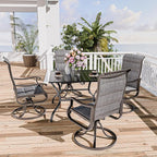 UDPATIO Patio Swivel Chairs Set of 4, Outdoor Dining Chairs High Back with Padded All Weather Breathable Textilene, Metal Rocking Frame for Backyard Lawn Garden, Dark Grey